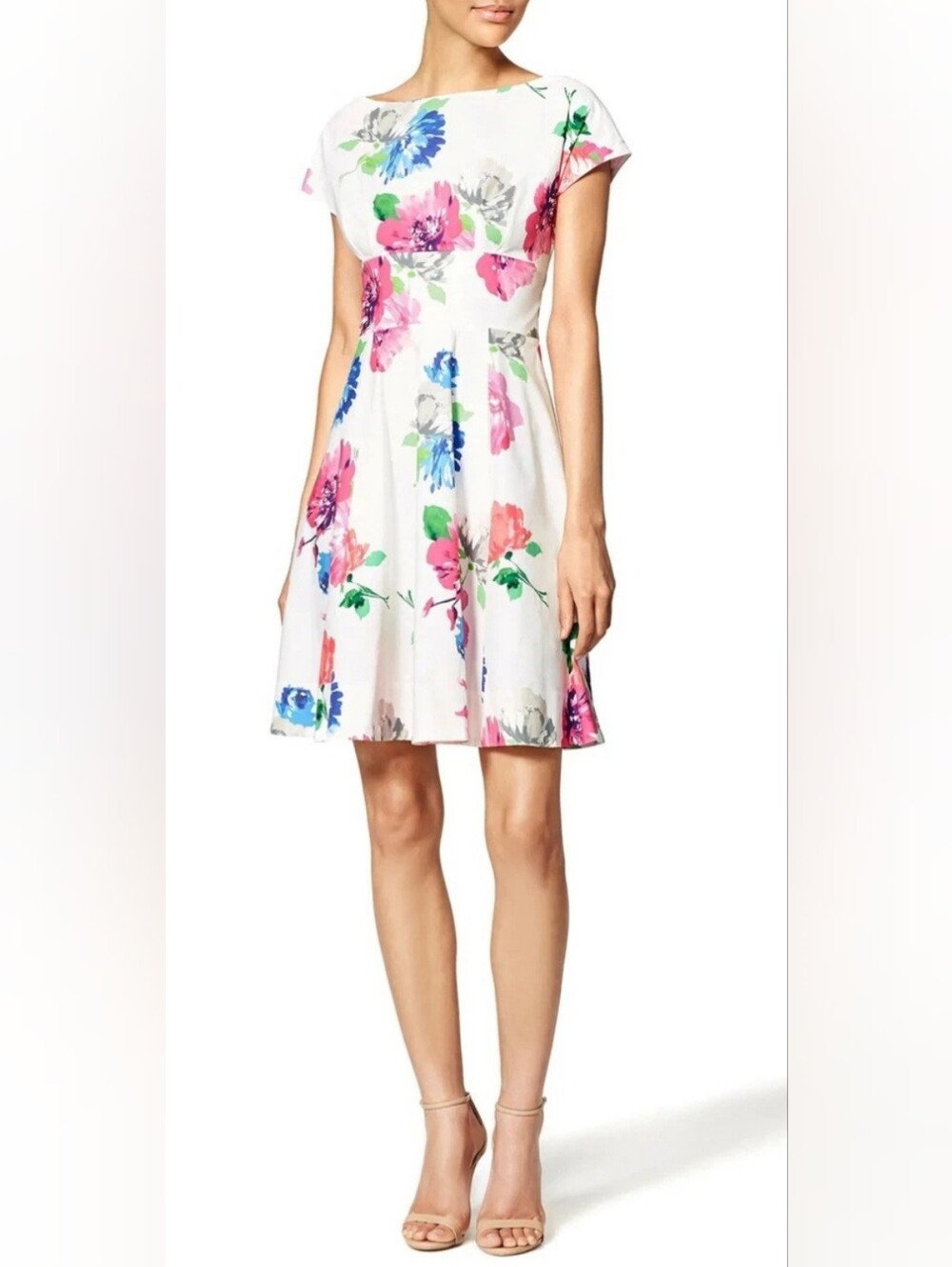 Kate Spade New York "Jess" Dress in Full Bloom White & Pink Floral, Size 8